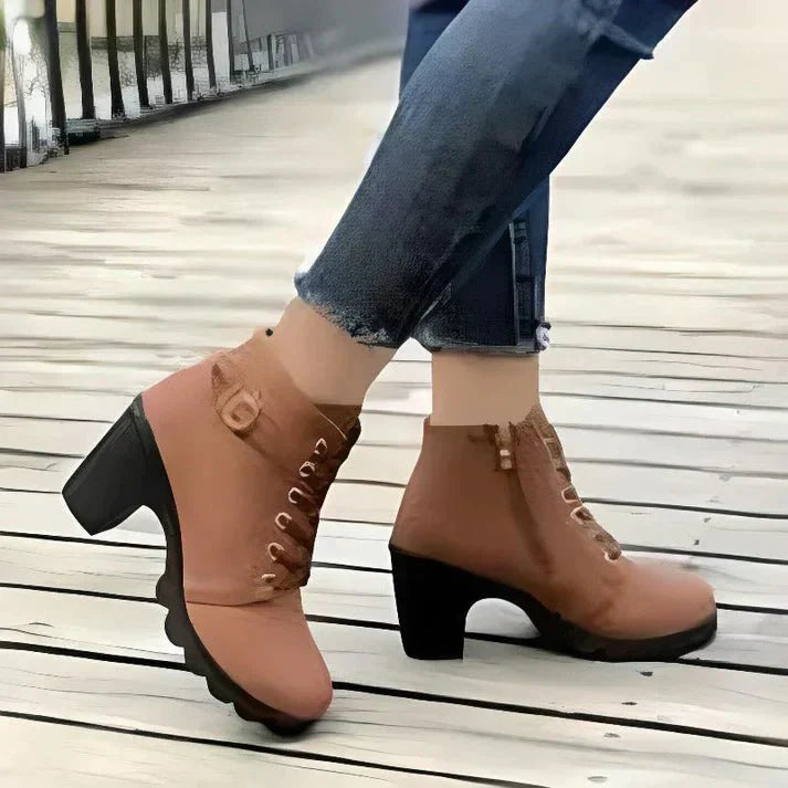 Stivaletti Donna Allacciati con Zip Laterale Stivaletti Invernali alla Caviglia
