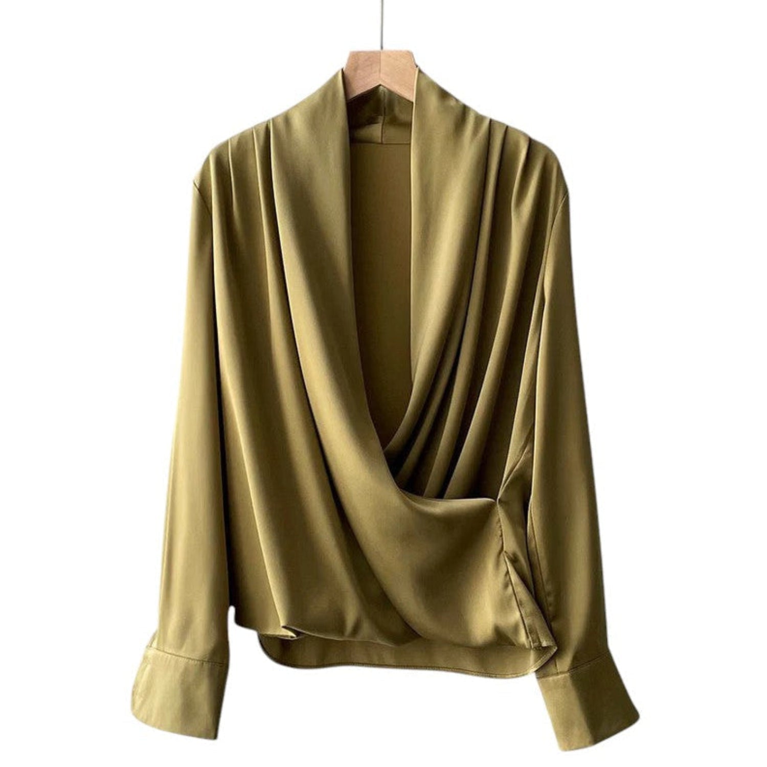 Blouse femme manches longues plissées douces drapées