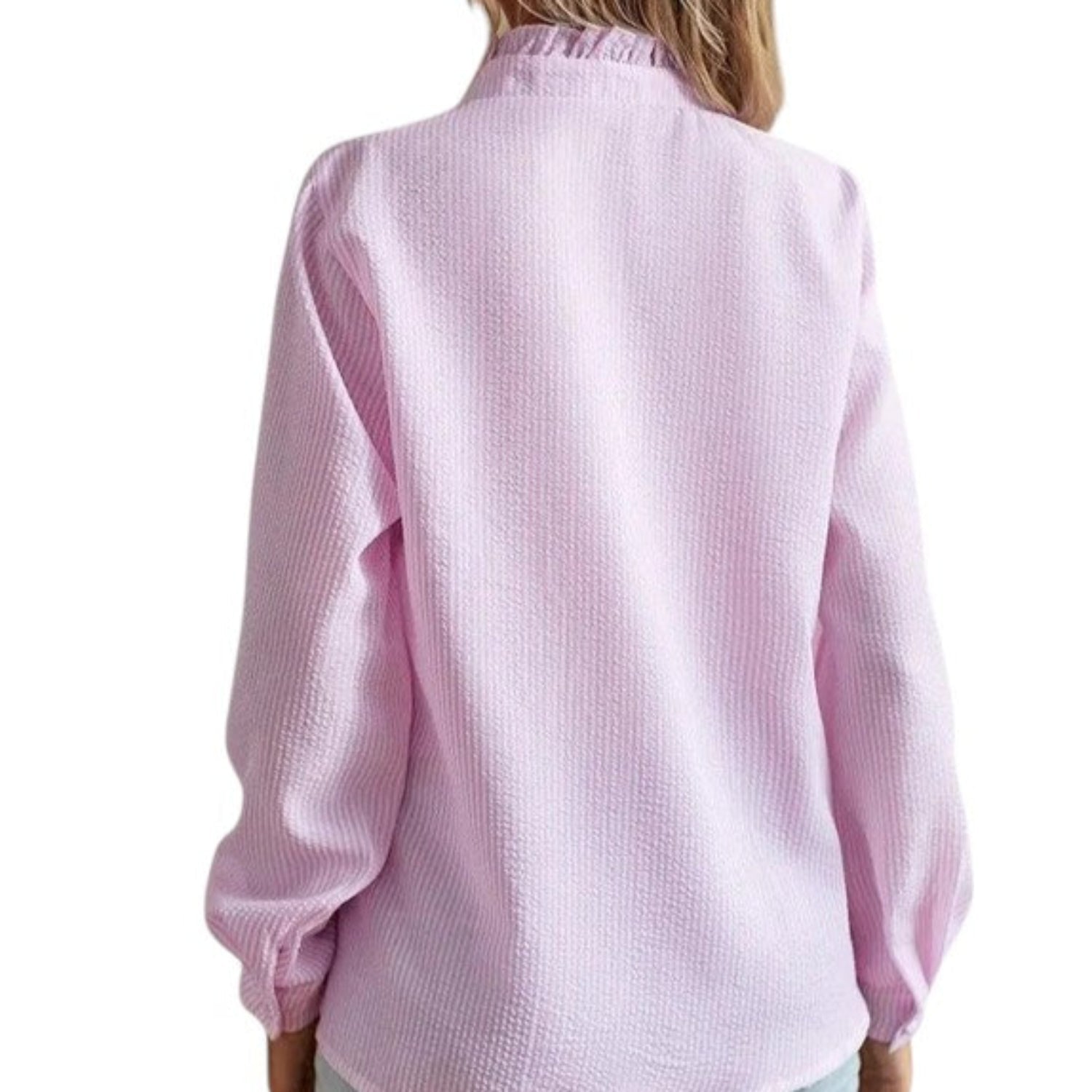 Camicia donna a righe con maniche lunghe, vestibilità classica
