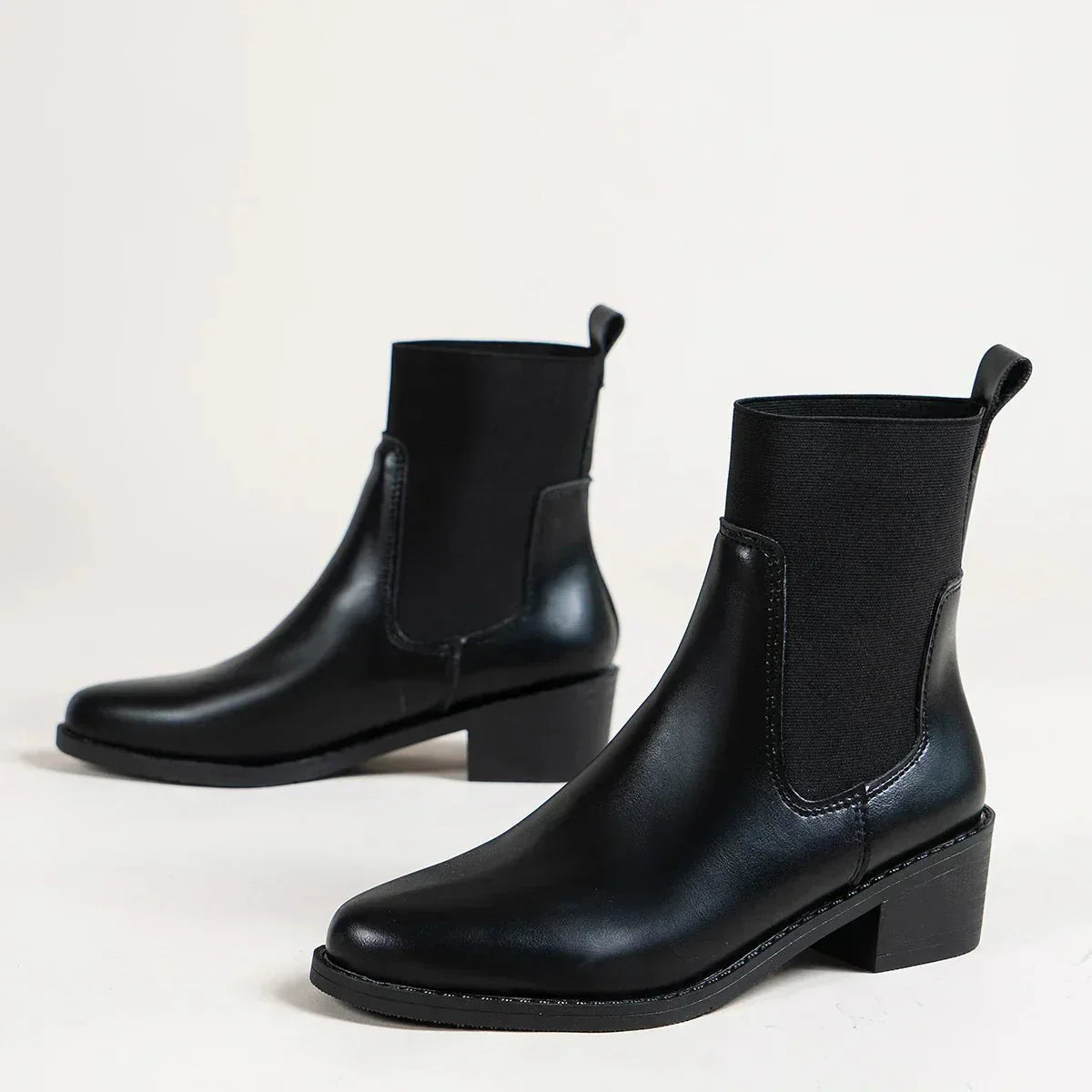 Stivali Donna Design Chelsea Punta a Punta Tacco Largo Inverno