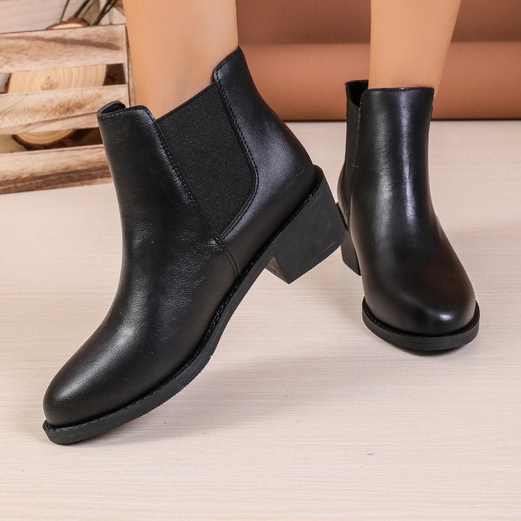 Chelsea Boots Donna Altezza Caviglia Tacco Largo Slip On Stivali Invernali