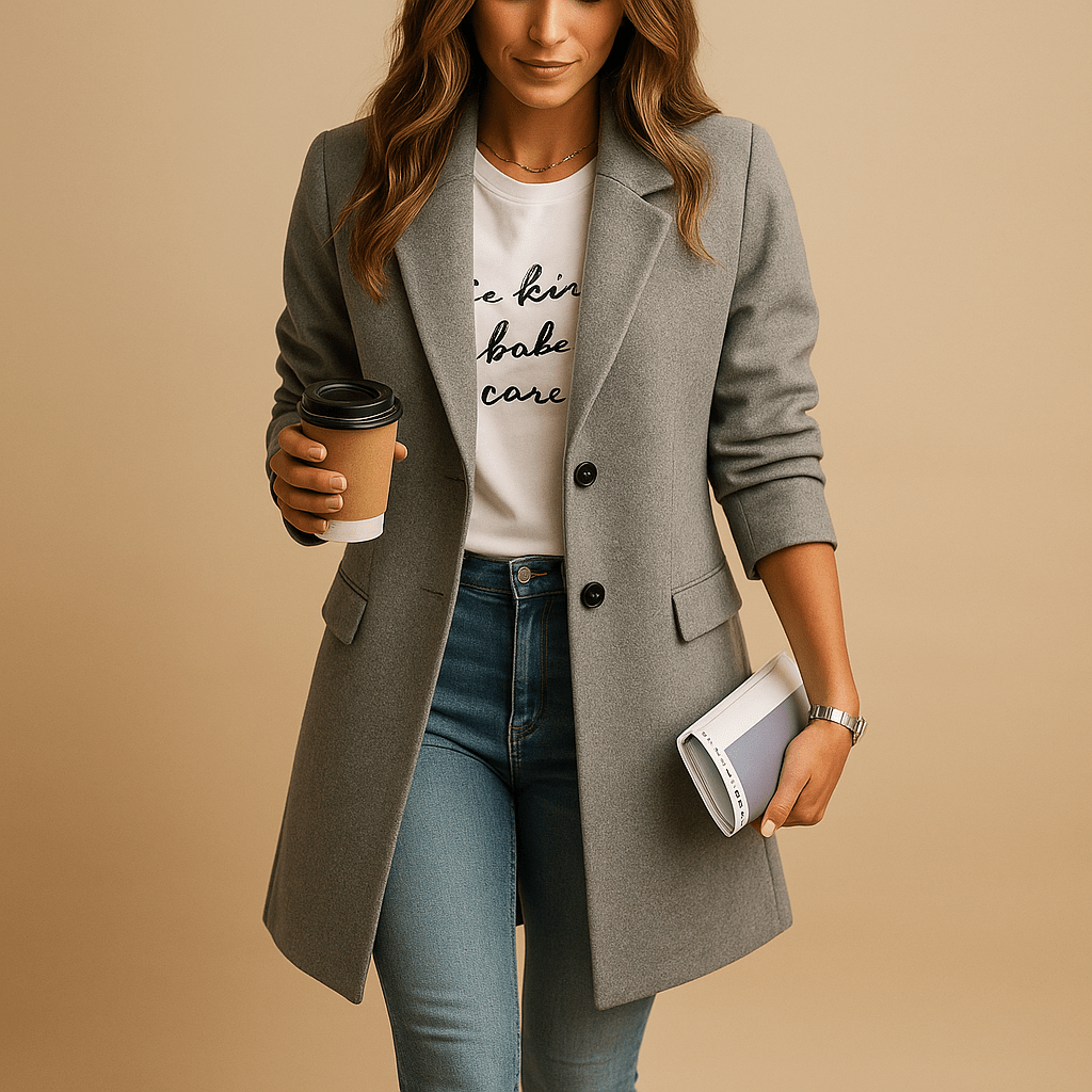 Cappotto Donna Elegante Lunghezza Media Vestibilità Sartoriale