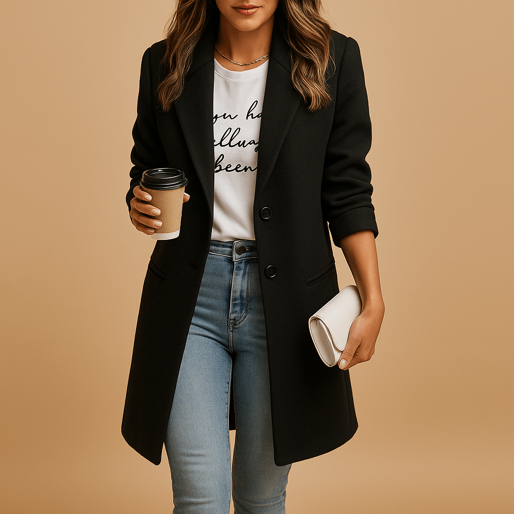 Cappotto Donna Elegante Lunghezza Media Vestibilità Sartoriale