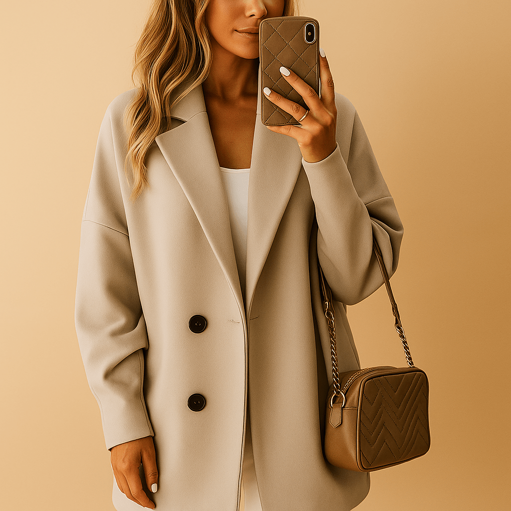 Cappotto Donna Monopetto Maniche Lunghe Orlo Allungato