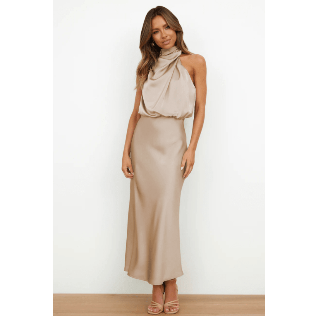 Formelles Abendkleid Damen Elegant Midischnitt Schicker Stil