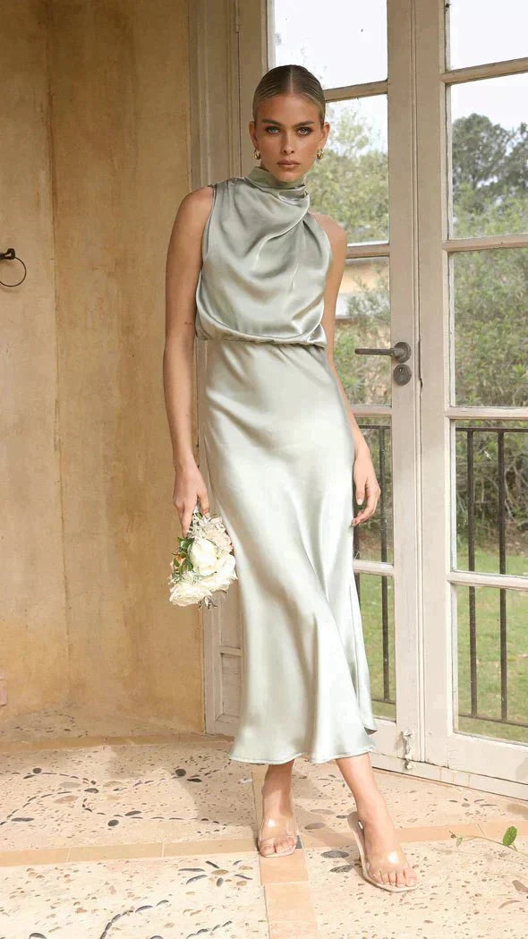Formelles Abendkleid Damen Elegant Midischnitt Schicker Stil