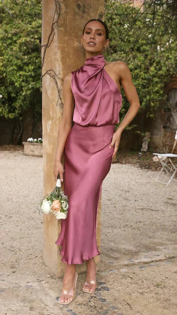 Formelles Abendkleid Damen Elegant Midischnitt Schicker Stil