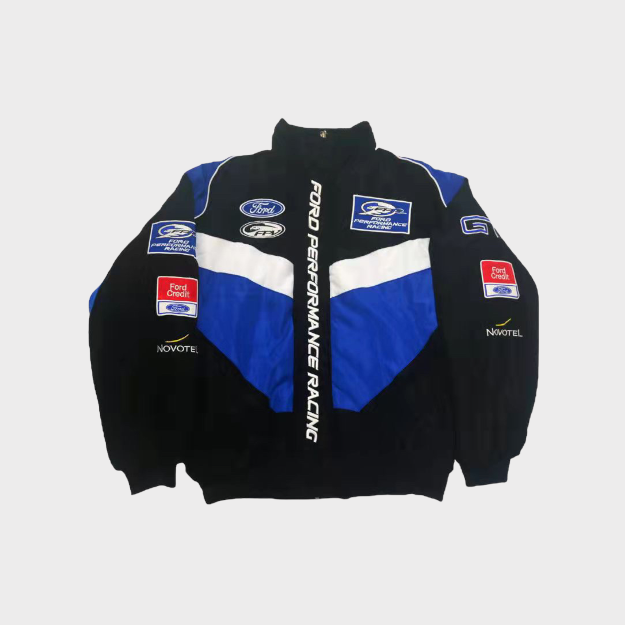 Chaqueta del Equipo de Carreras Ford Performance – Abrigo con cremallera azul y negro Motorsport