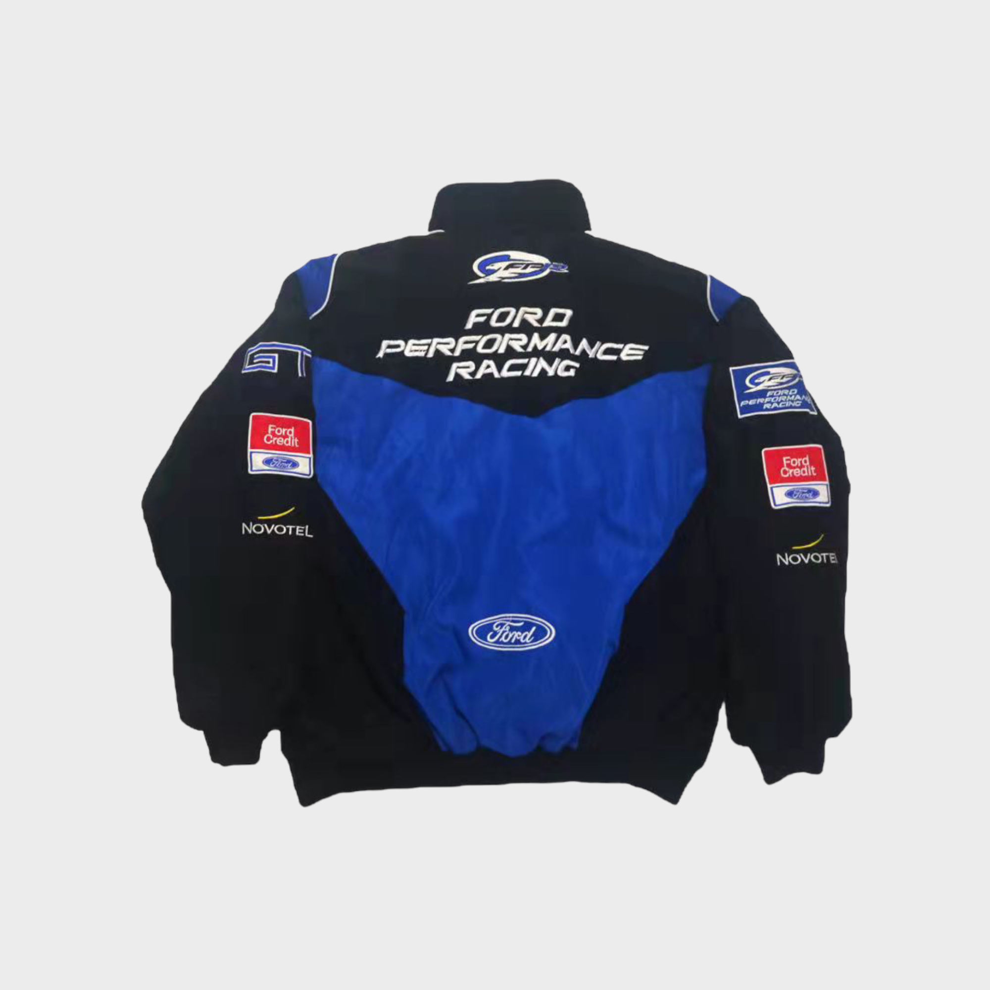 Chaqueta del Equipo de Carreras Ford Performance – Abrigo con cremallera azul y negro Motorsport