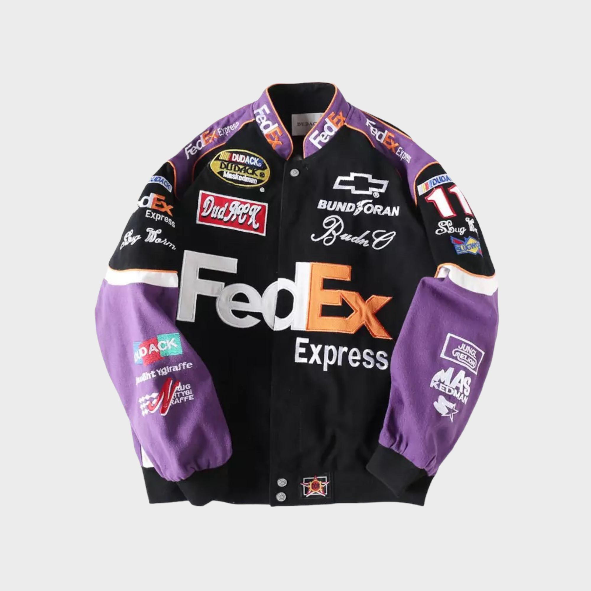 Chaqueta de Carreras FedEx Nascar – Abrigo Motorsport negro/morado bordado