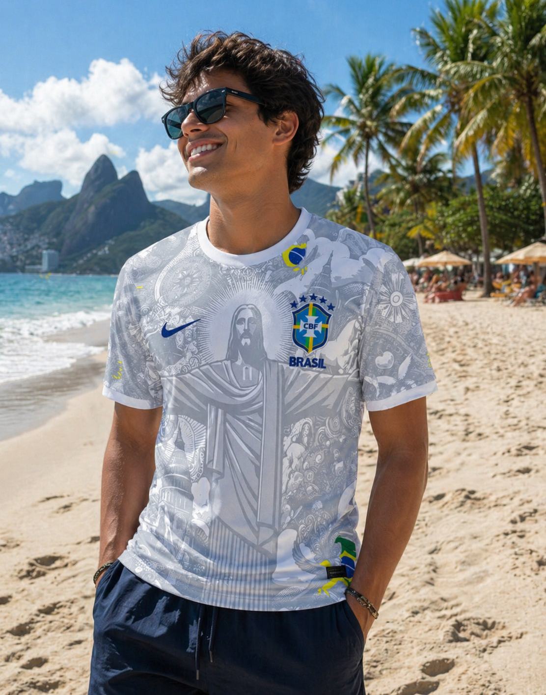 Brasilien Jesus Trikot 2026, Brasilien weiße Spezialausgabe