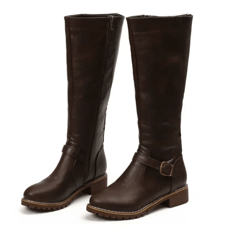 Damen kniehohe Stiefel, hoher Schaft, Reißverschluss