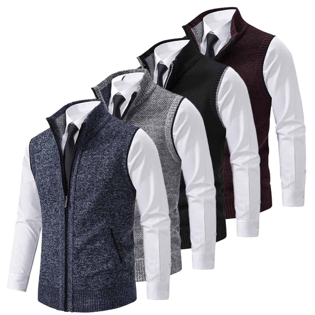 Gilet lavorato a maglia uomo, senza maniche, caldo per mezza stagione