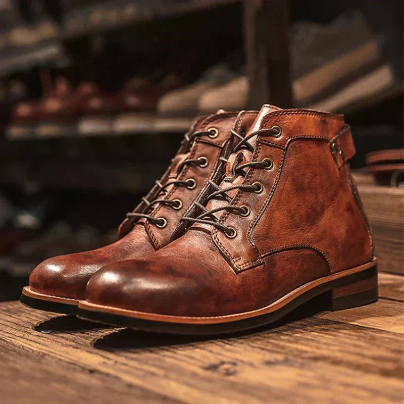Leather Boots Men High-Top Rugged Stylish