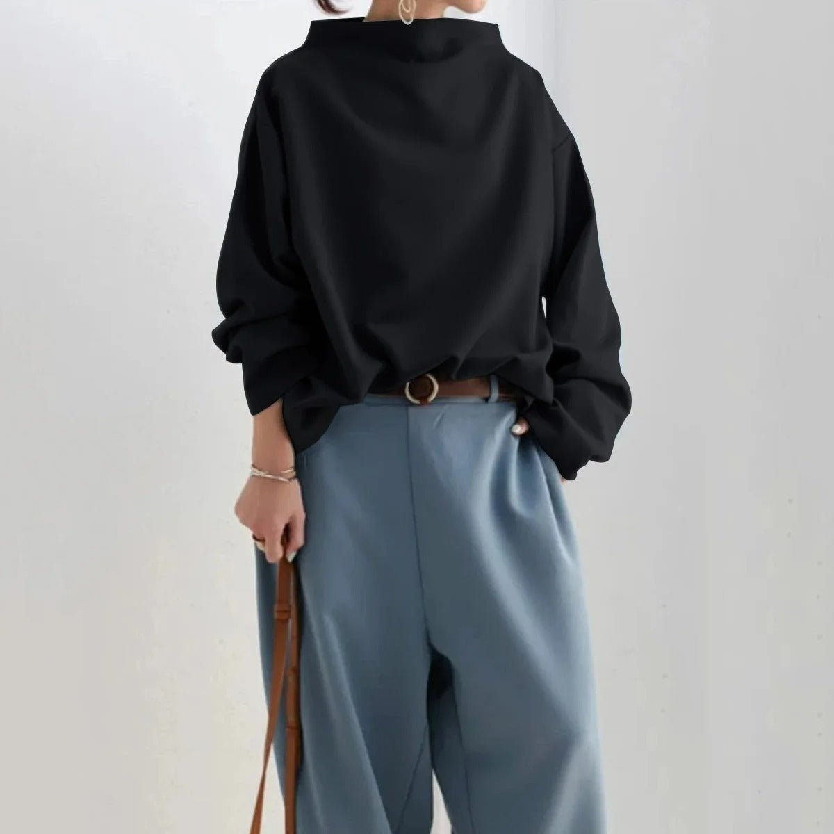 Maglione Donna Maniche Lunghe Elegante Look Casual Quotidiano