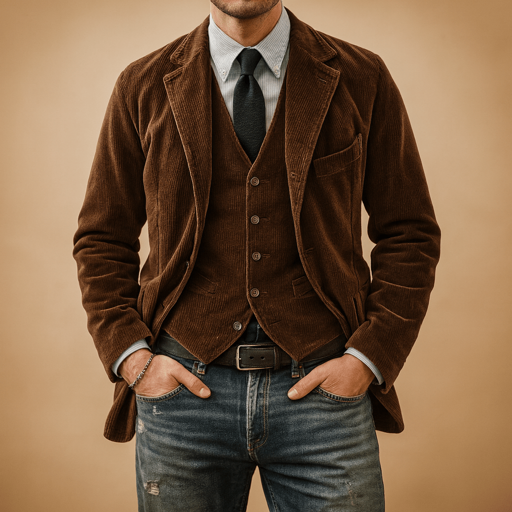 Veste homme | Design en velours côtelé avec poches pour toutes saisons