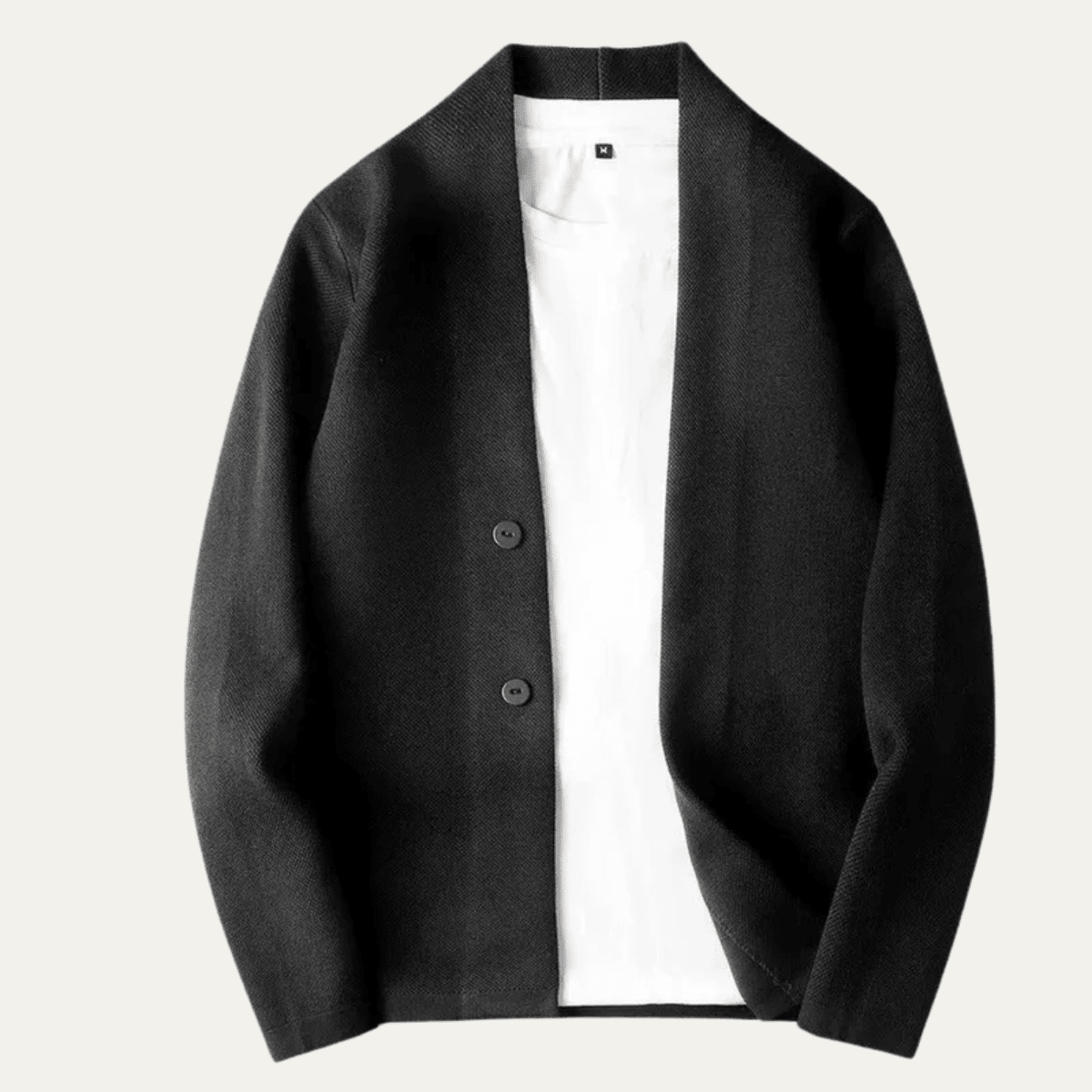Cardigan Homme — Tricot Boutons Devant Coupe Ajustée Manches Longues