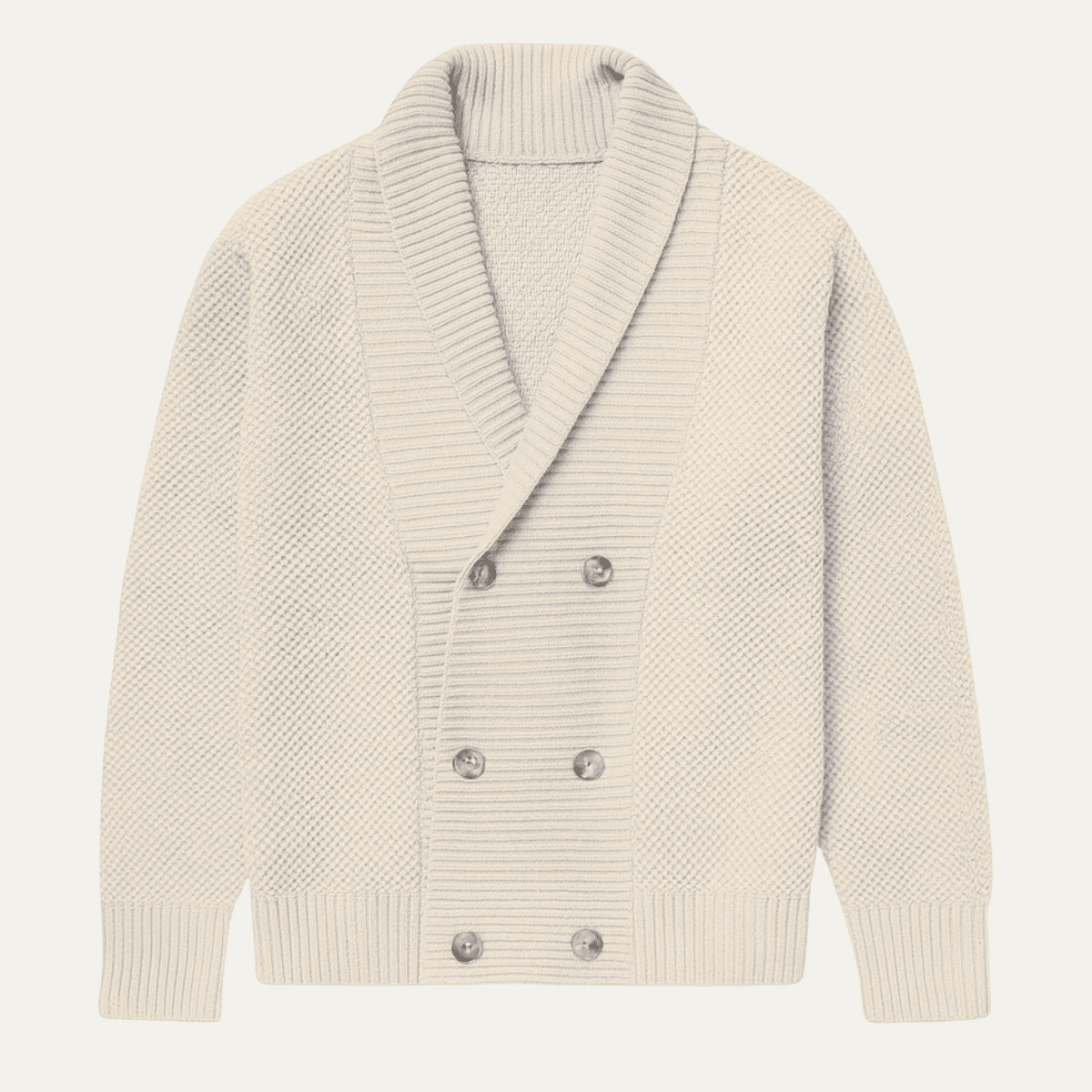 Cardigan Homme — Col Châle Double Boutonnage Design Tricoté