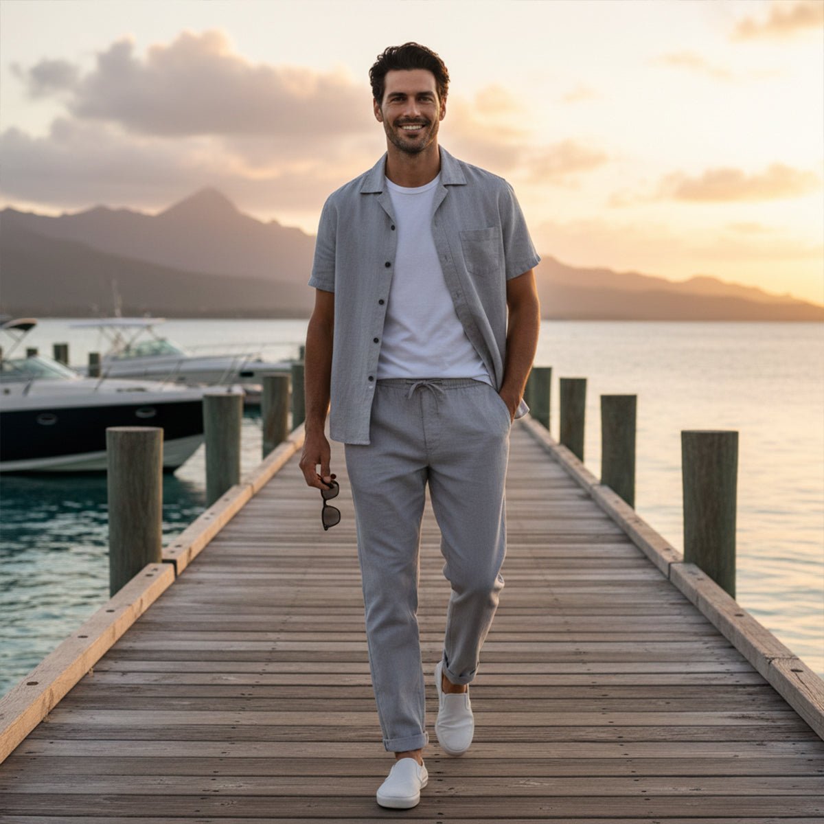 Herrenbekleidungsset — Lockere Passform, zweiteilig, lange Hose  
