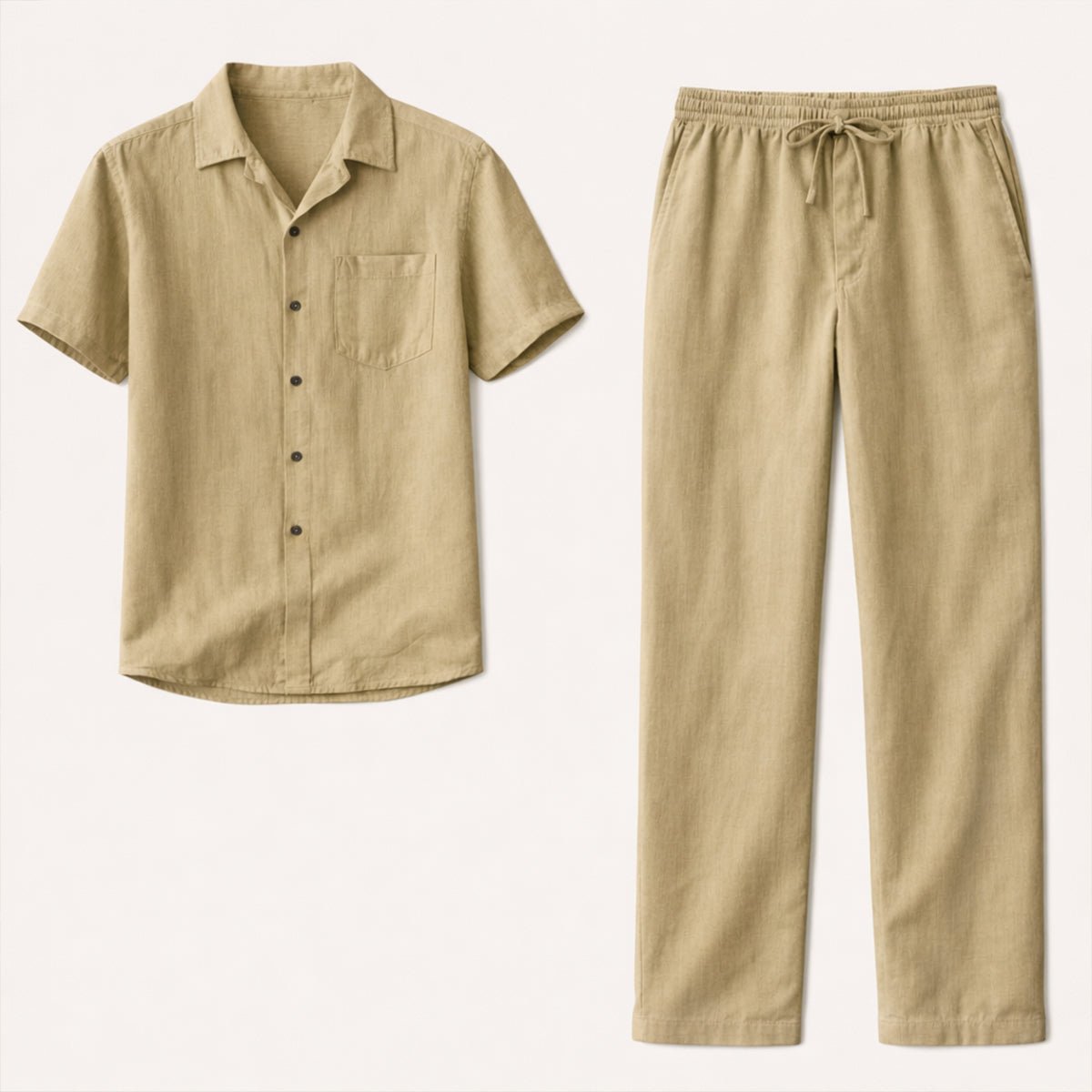 Completo da uomo — Vestibilità rilassata, camicia e pantaloni con trama