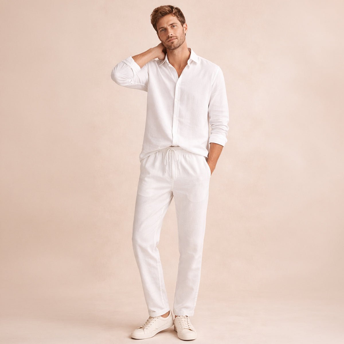 Completo da uomo — Vestibilità sartoriale, maniche lunghe, patta con bottoni