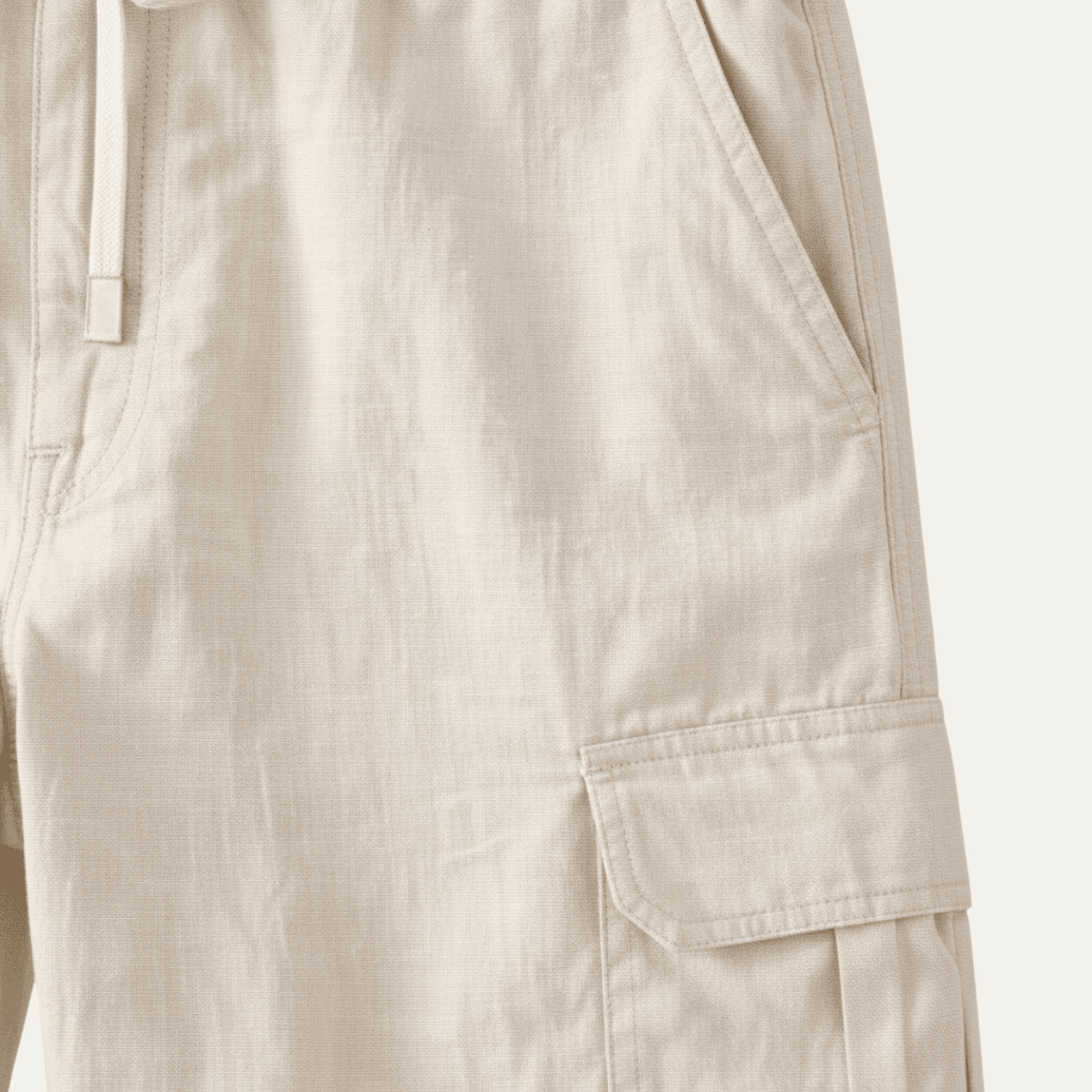 Pantaloni cargo da uomo in lino - vestibilità ampia, design con molte tasche