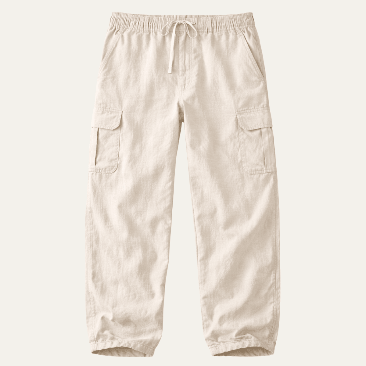 Pantaloni cargo da uomo in lino - vestibilità ampia, design con molte tasche