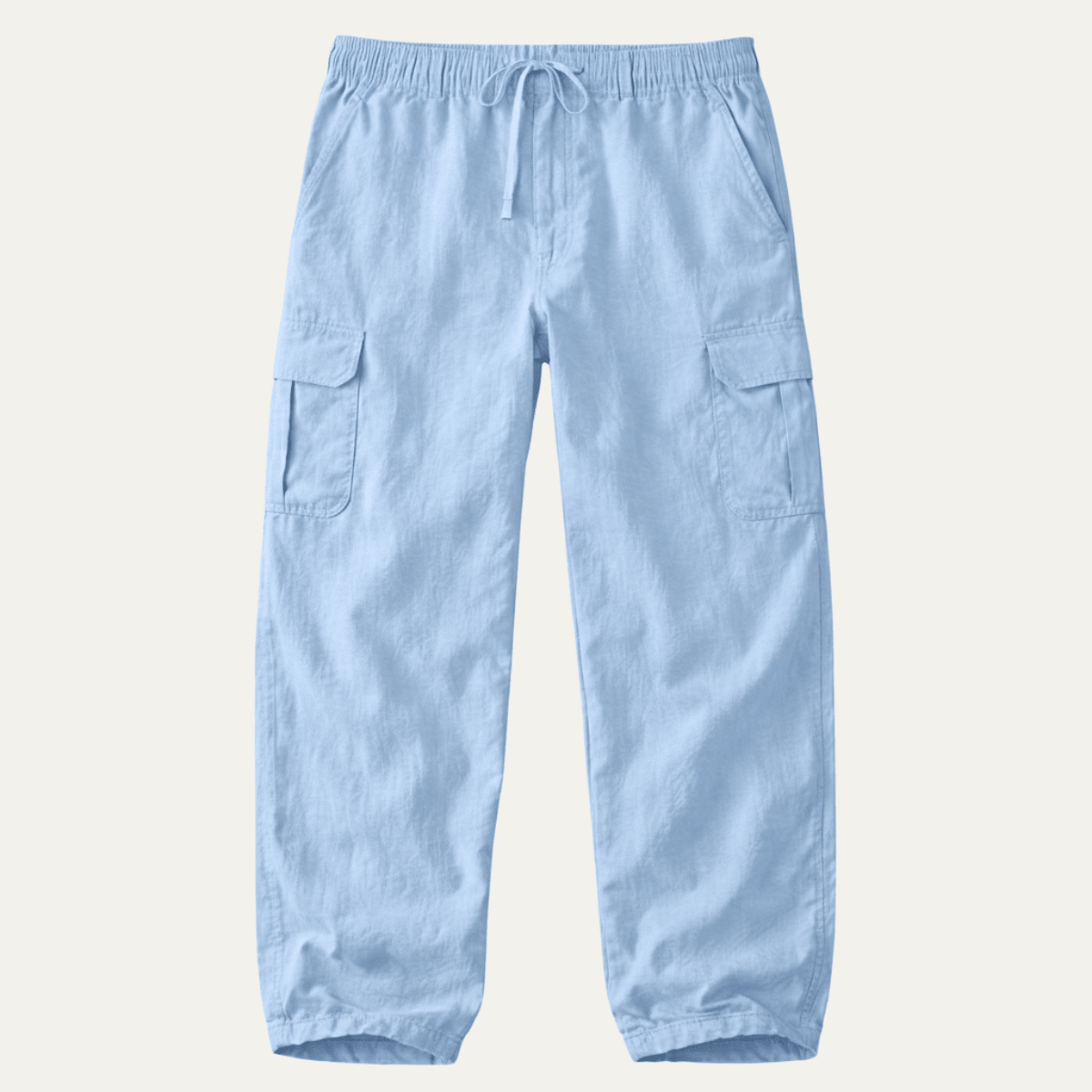 Pantaloni cargo da uomo in lino - vestibilità ampia, design con molte tasche