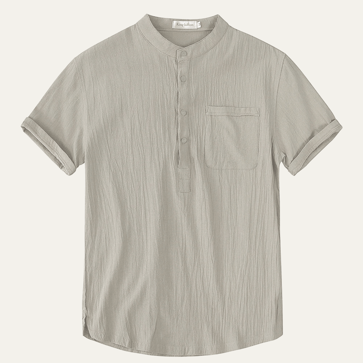 Chemise Homme en Lin - Manches Courtes Col Henley Style Pull-Over