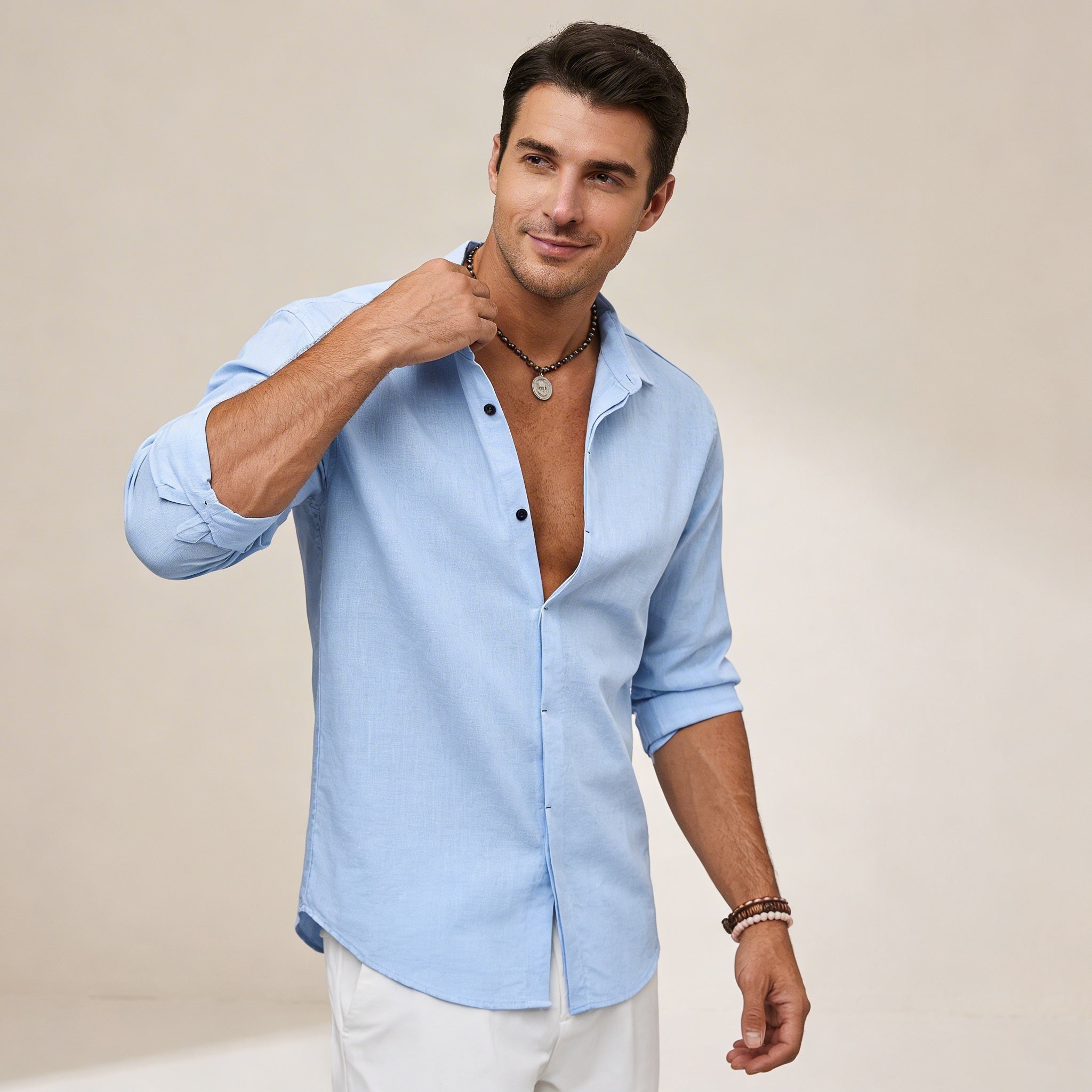 Camicia da uomo in lino — Vestibilità slim, taglio sartoriale e design strutturato
