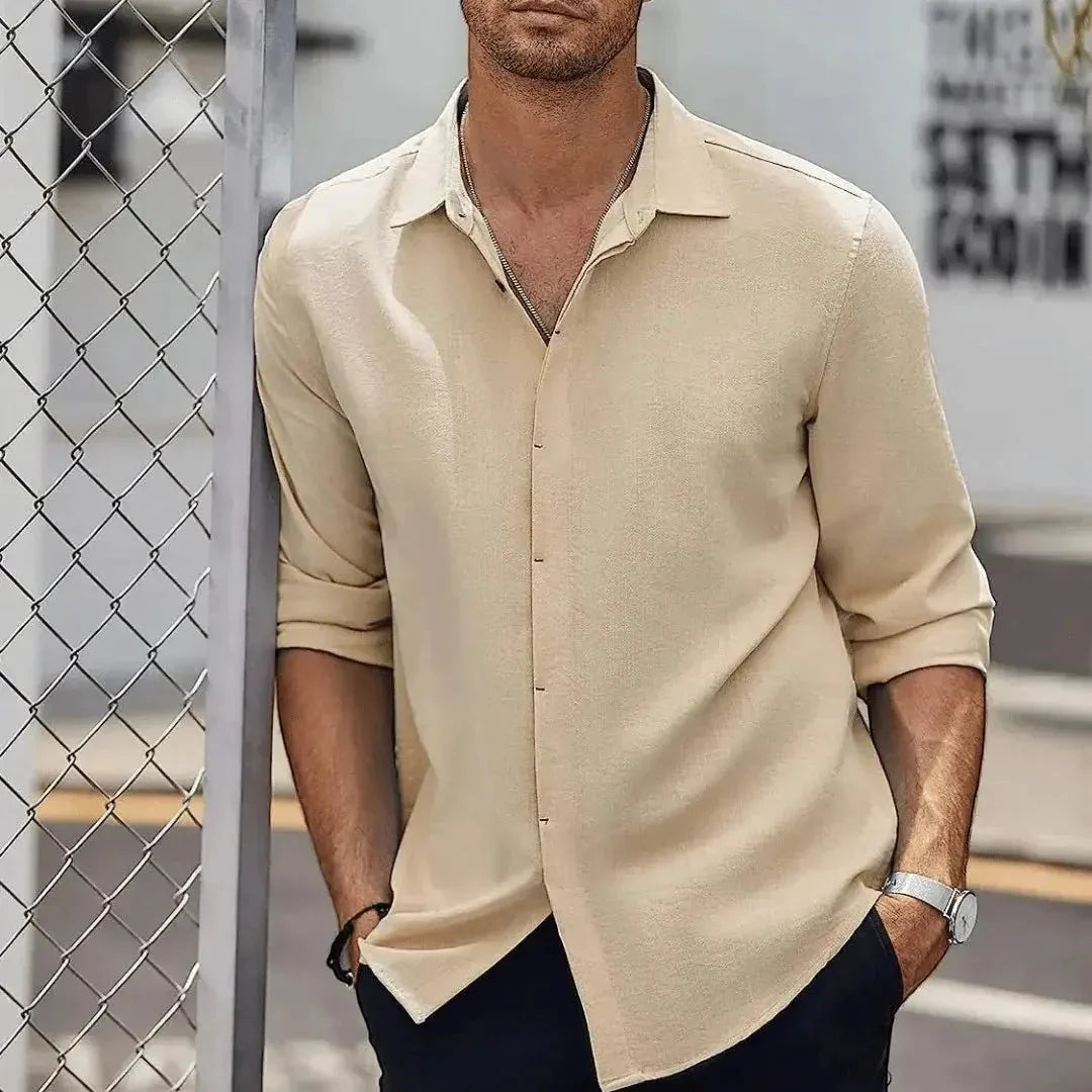 Camicia da uomo in lino — Vestibilità slim, taglio sartoriale e design strutturato