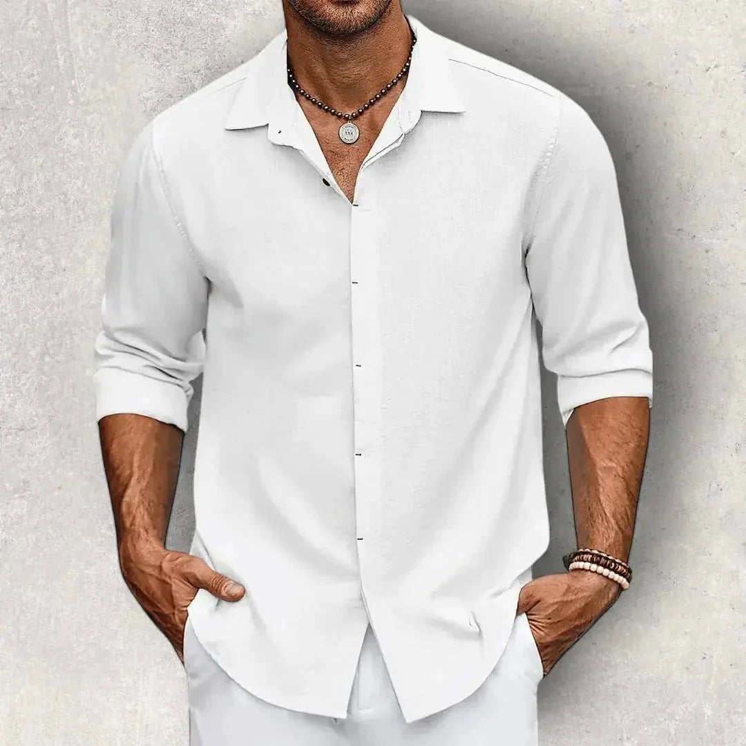 Camicia da uomo in lino — Vestibilità slim, taglio sartoriale e design strutturato