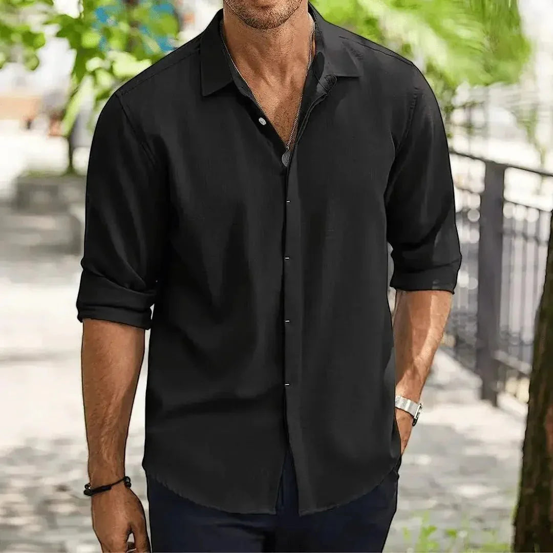 Camicia da uomo in lino — Vestibilità slim, taglio sartoriale e design strutturato