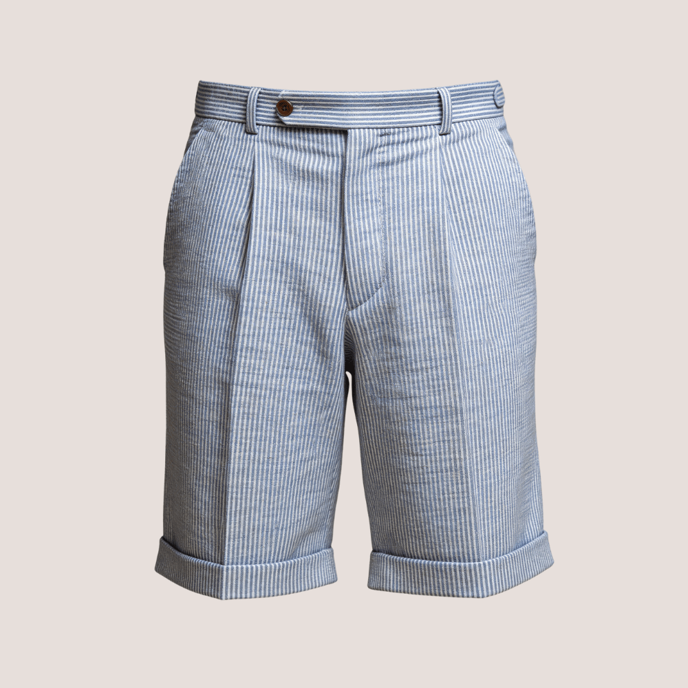 Leinen-Shorts Herren - Hohe Taille Vorderfalten Knopfverschluss