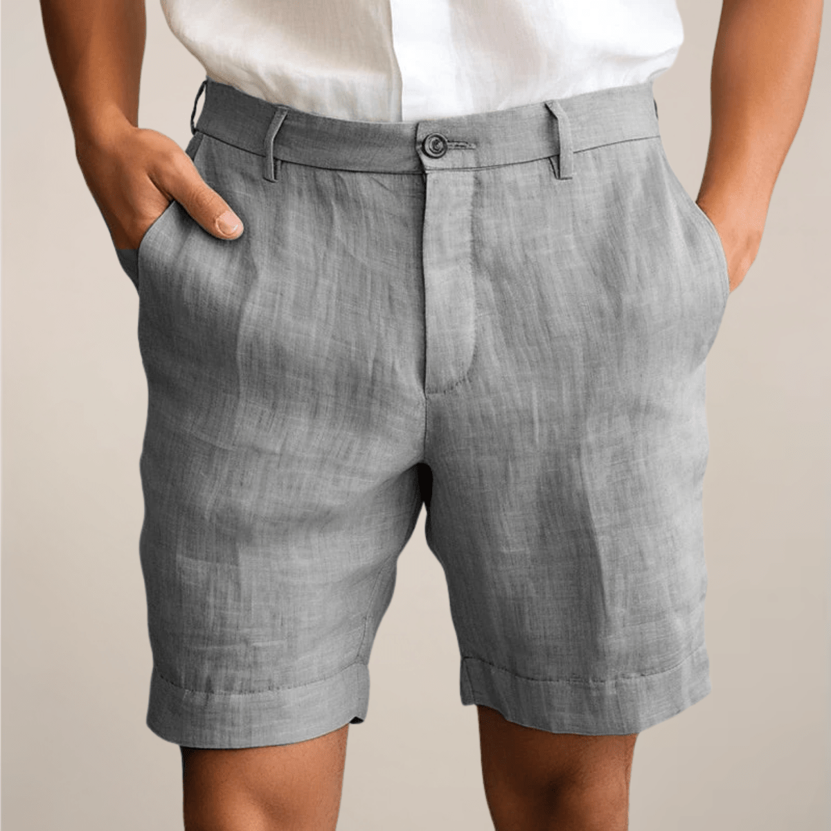 Leinen-Shorts Herren - Lockere Passform Elastischer Bund Gerade Beine