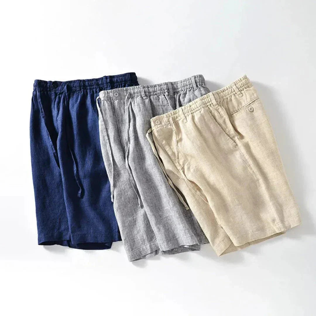 Leinen-Shorts Herren - Entspannte Passform Elastischer Tunnelzugbund