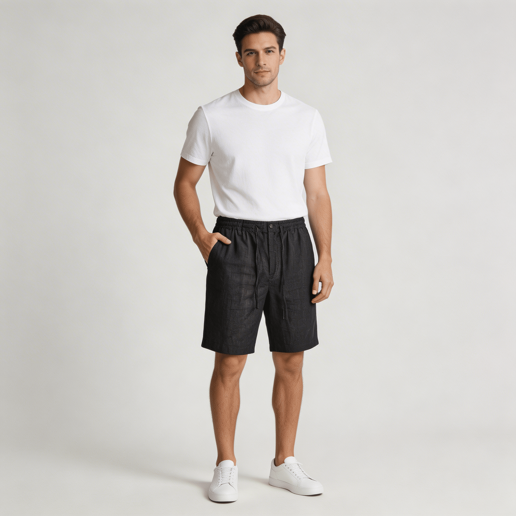 Leinen-Shorts Herren - Entspannte Passform Elastischer Tunnelzugbund