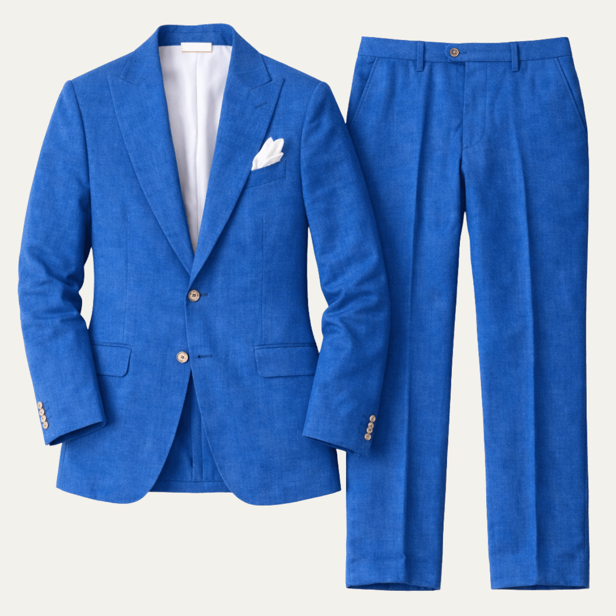 Completo da uomo in lino — Vestibilità sartoriale, giacca e pantaloni con trama