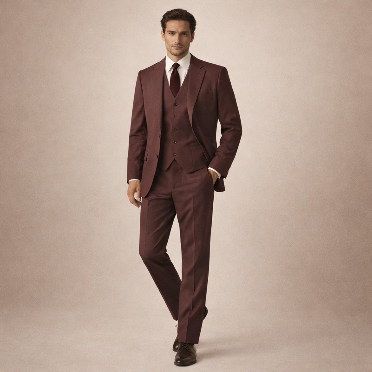 Completo da uomo in lino a tre pezzi — Vestibilità sartoriale, giacca, gilet e pantaloni