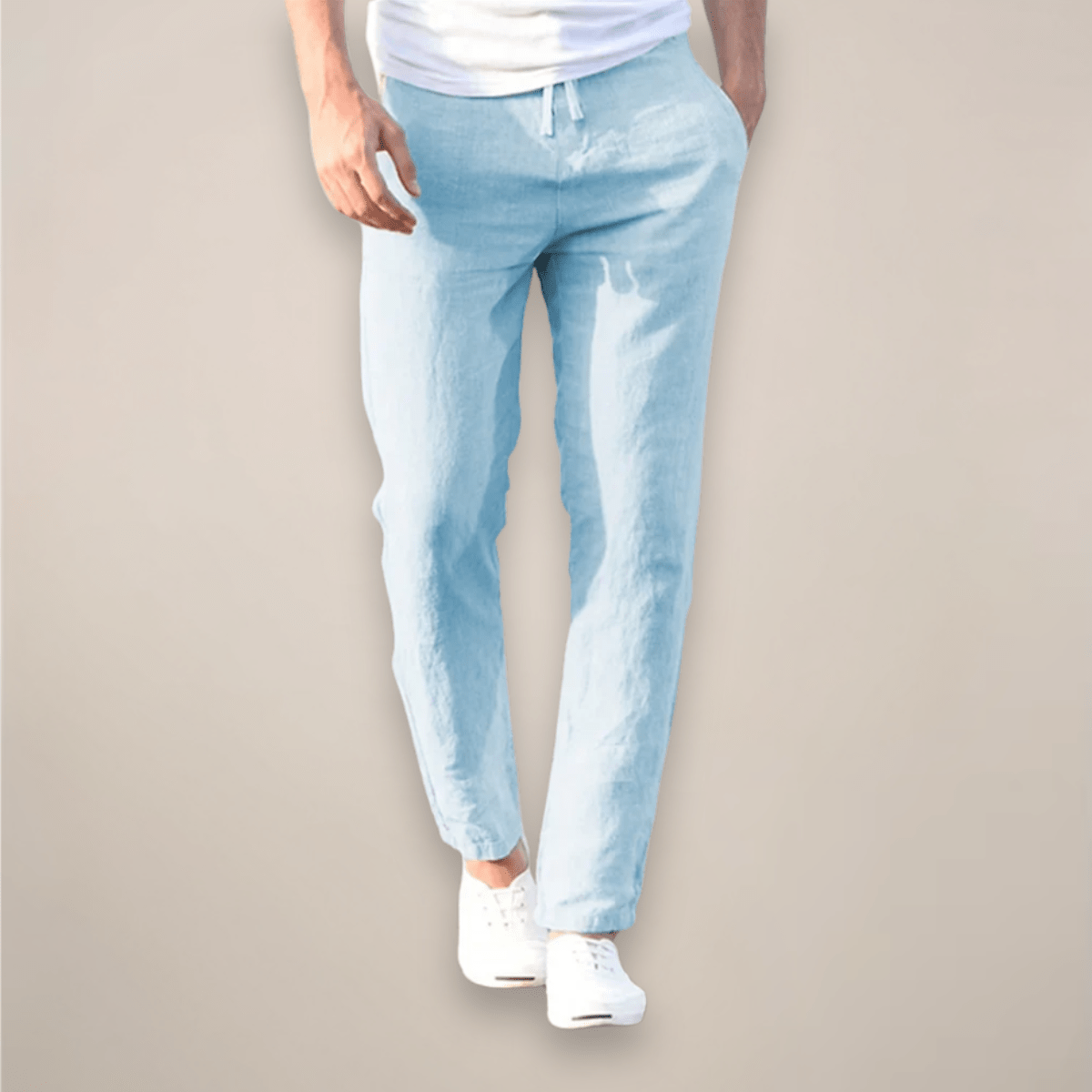 Pantalones de lino para hombre — Ajuste relajado, largo completo y cintura elástica