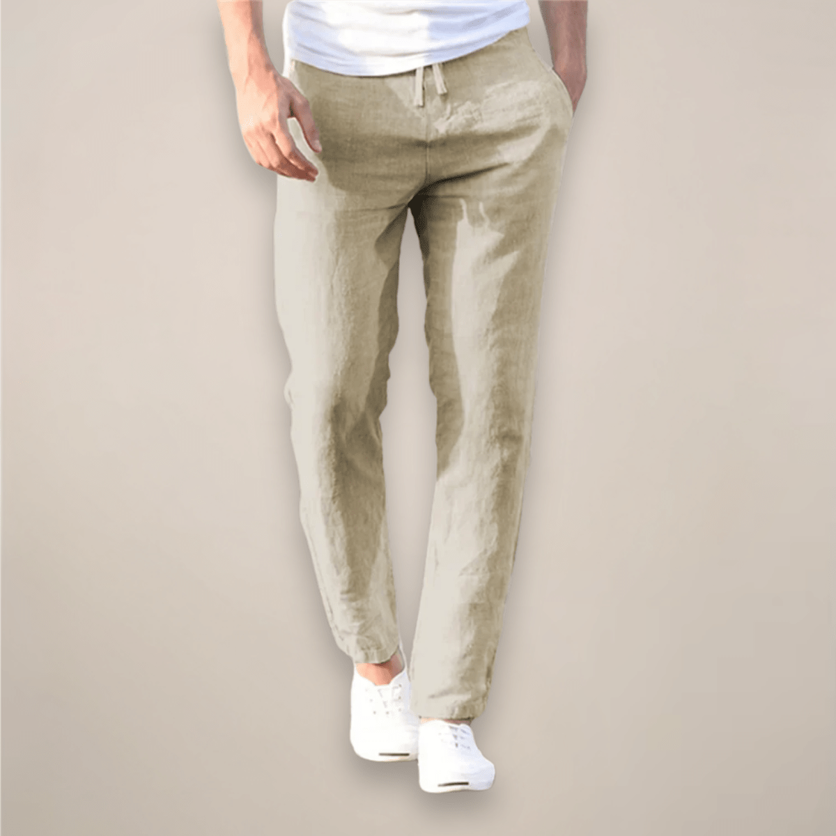 Pantalones de lino para hombre — Ajuste relajado, largo completo y cintura elástica