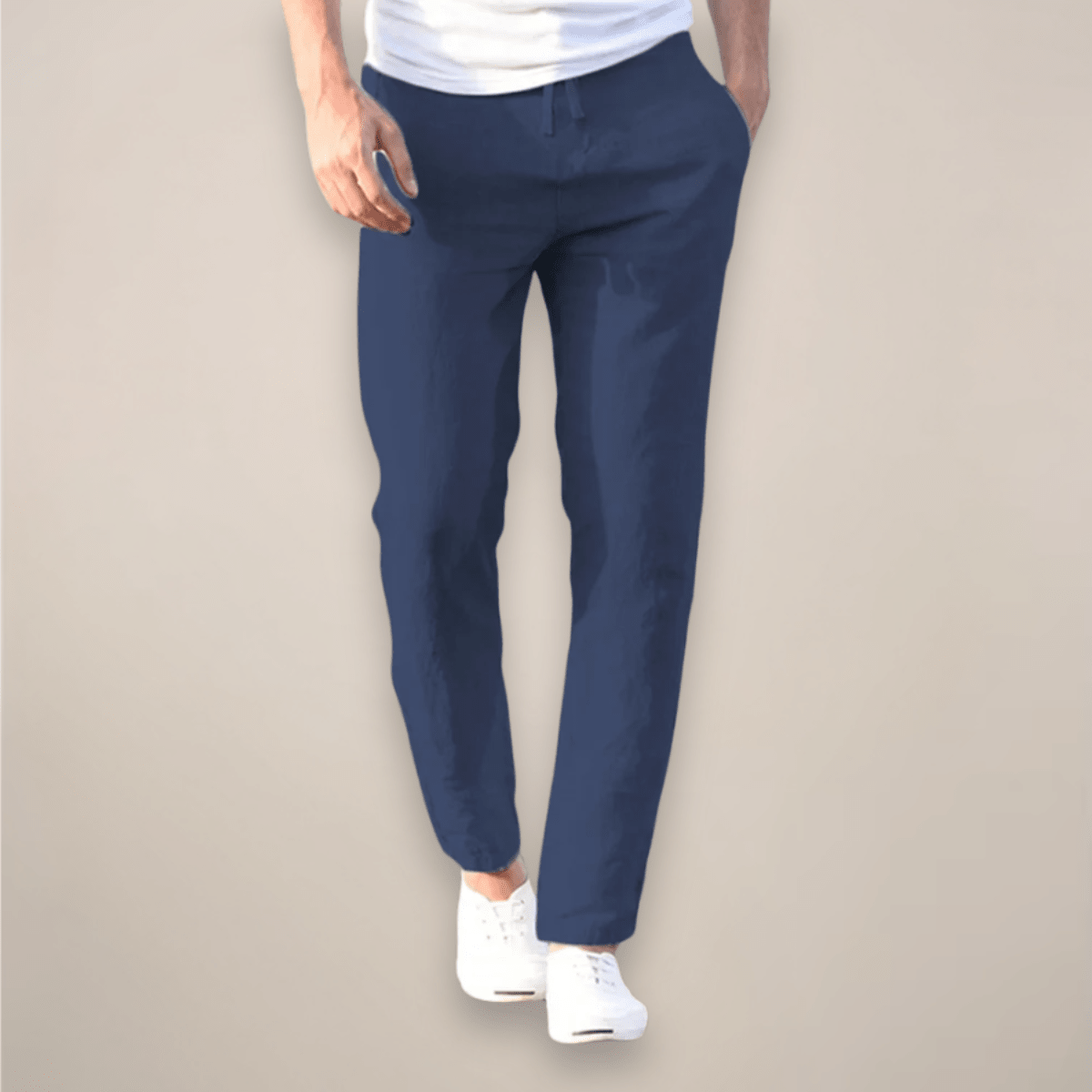 Pantalones de lino para hombre — Ajuste relajado, largo completo y cintura elástica
