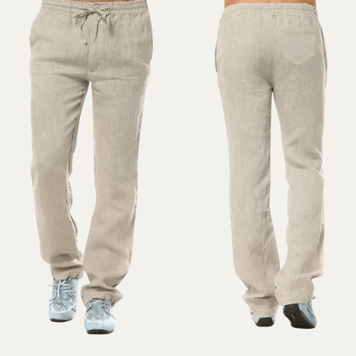 Herren Leinenhose - Lockerer Schnitt, gerade Bein, Kordelzug