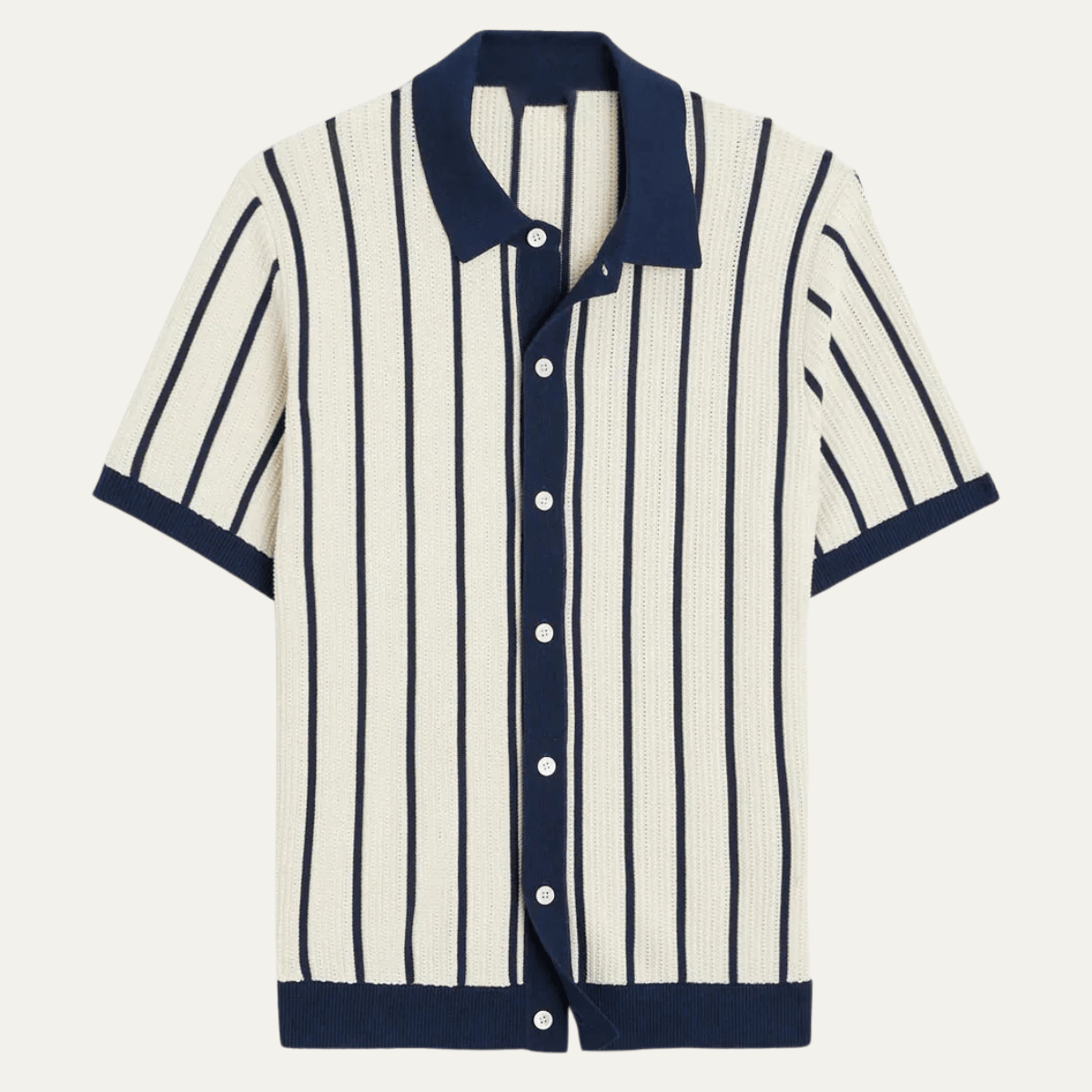 Polo da uomo — Stile a maglia con colletto, chiusura frontale completa con bottoni