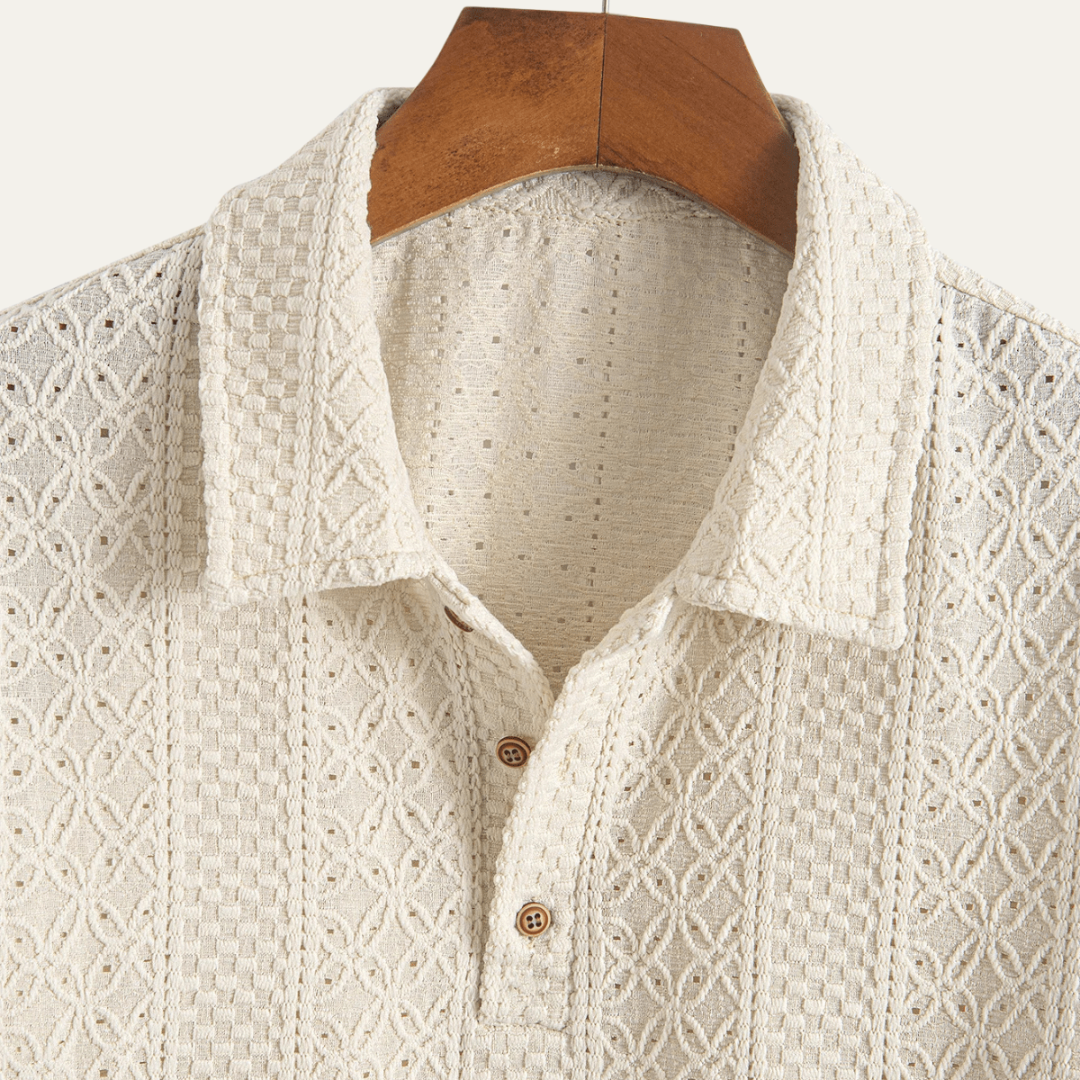 Heren Polo Shirt — Jacquard Gebreid Korte Mouw Knopenlijst  