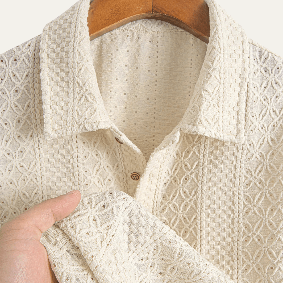 Heren Polo Shirt — Jacquard Gebreid Korte Mouw Knopenlijst  