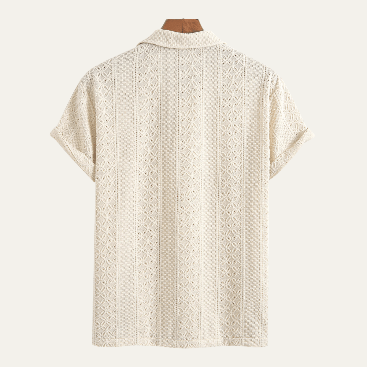 Polo Homme — Tricot Jacquard Manches Courtes Patte de Boutonnage