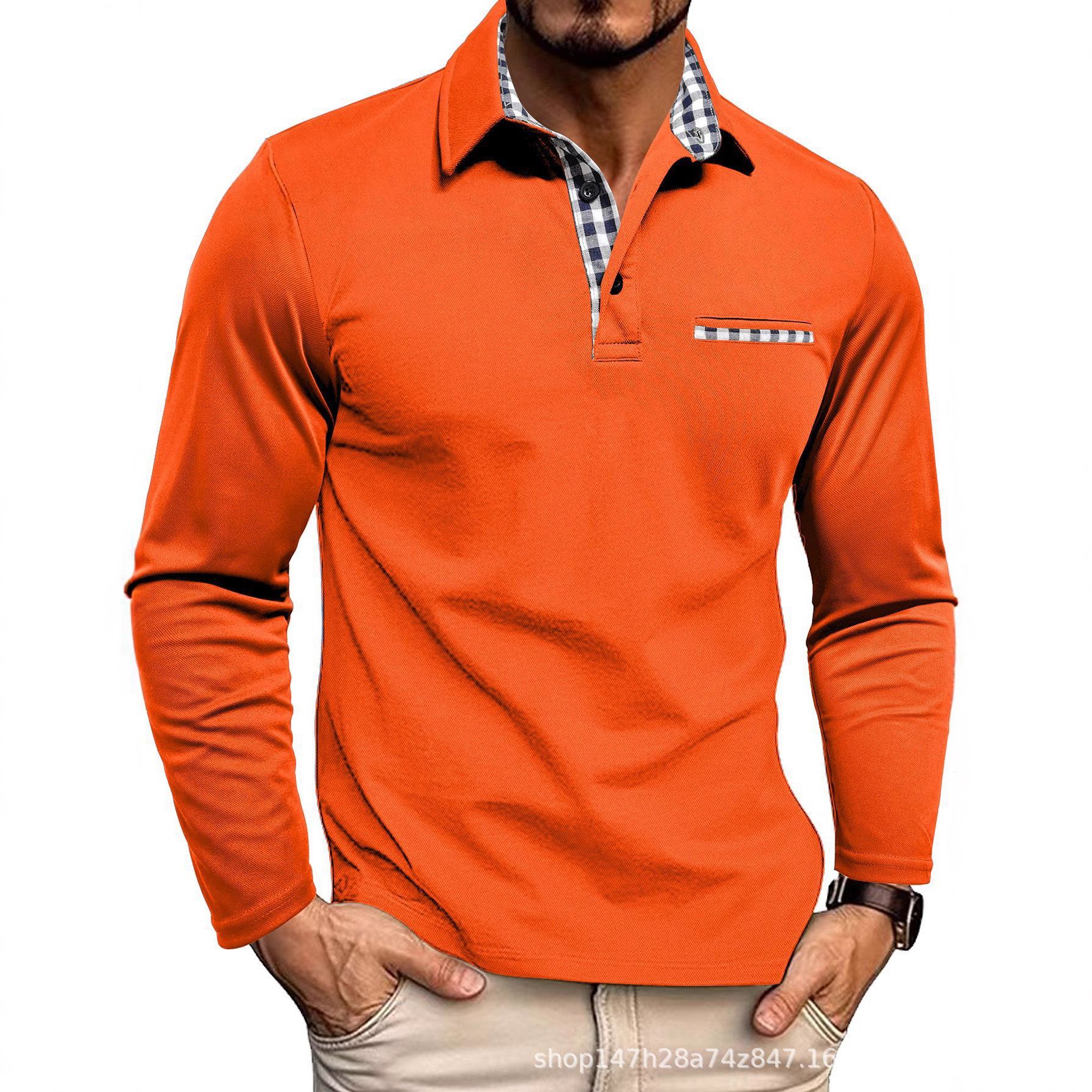 Polo da uomo — Vestibilità regolare, maniche lunghe, patta con bottoni