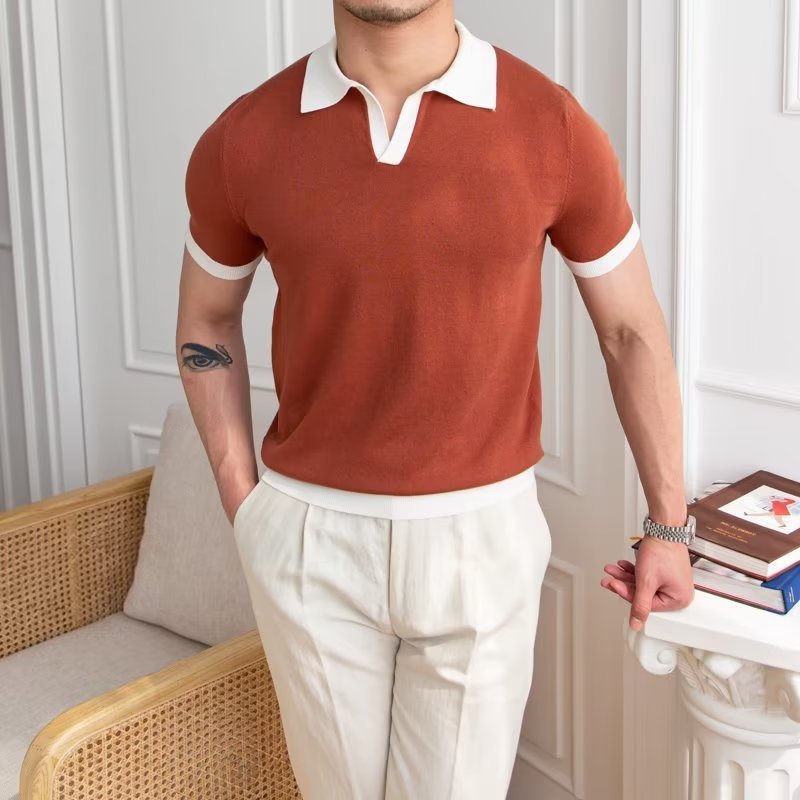 Polo da uomo — Vestibilità regolare, maniche corte, patta con bottoni