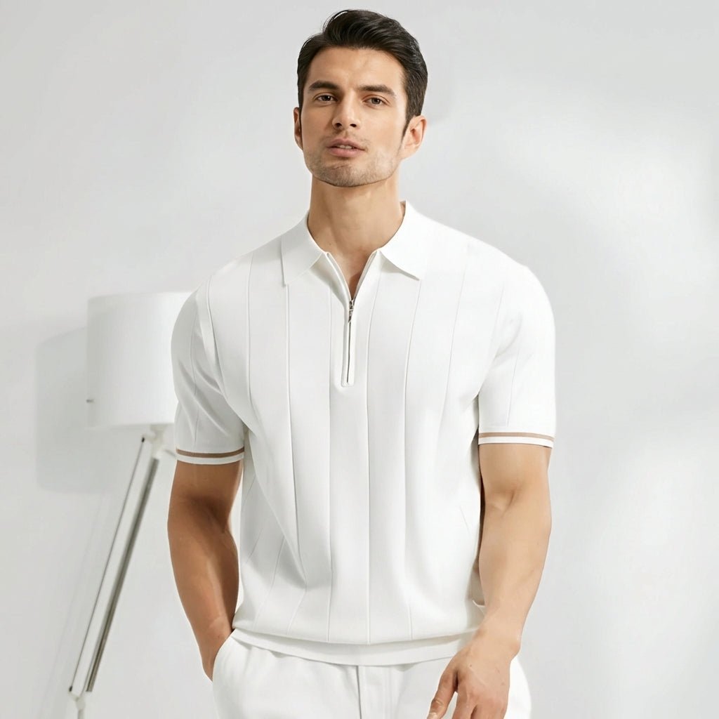 Polo da uomo — Vestibilità regolare, maniche corte, chiusura con zip a un quarto